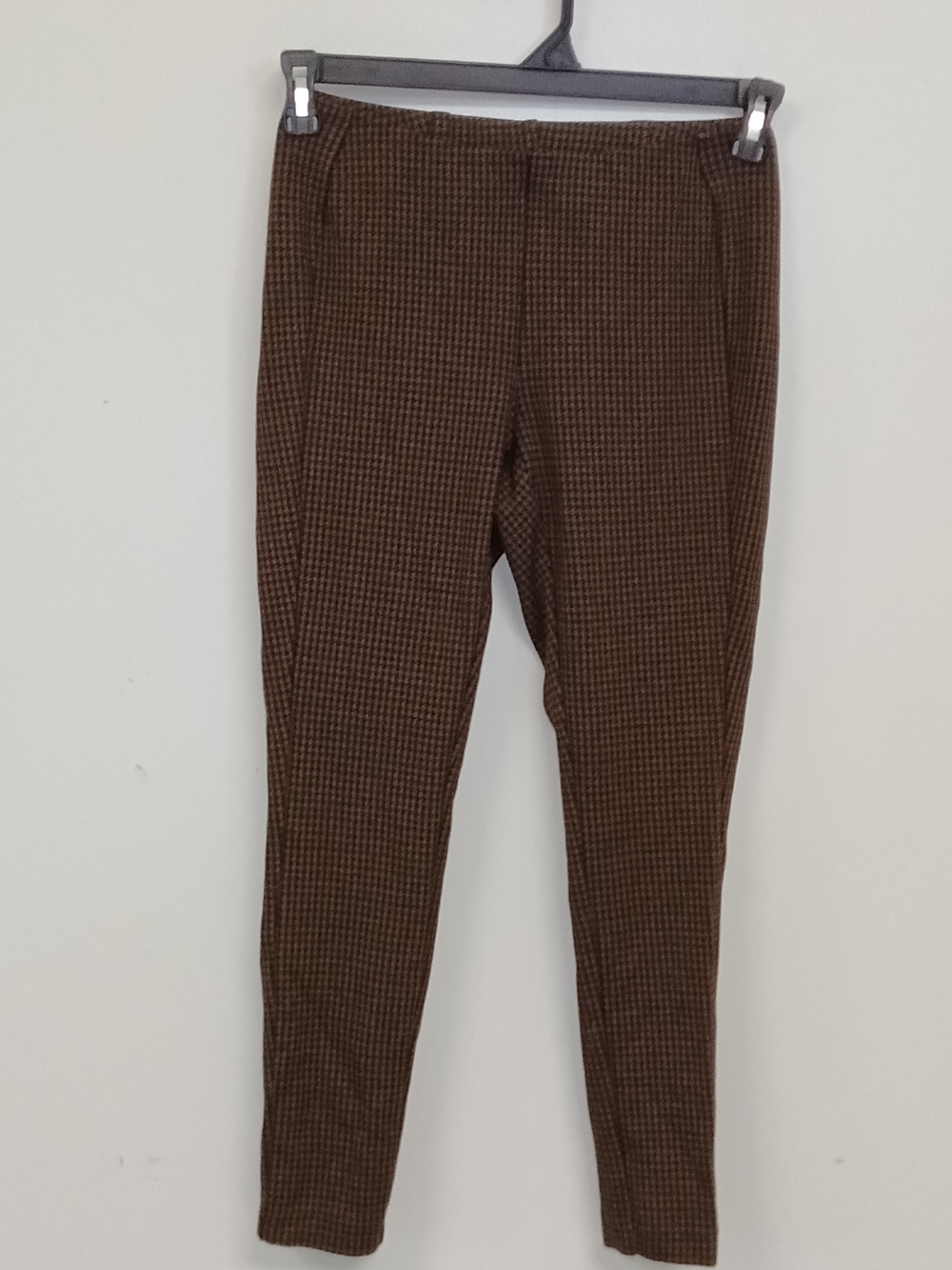 J. Jill Brown Black Houndstooth Ponte Stretch Pull On Leggings Preppy Classic SM